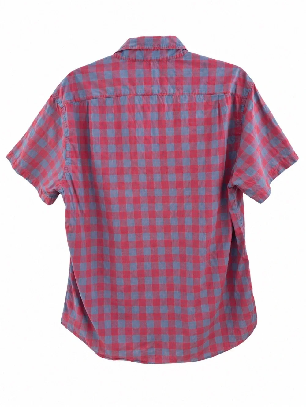 J.Crew Men’s Large Red Blue Gingham Button Front Shirt 100% Cotton